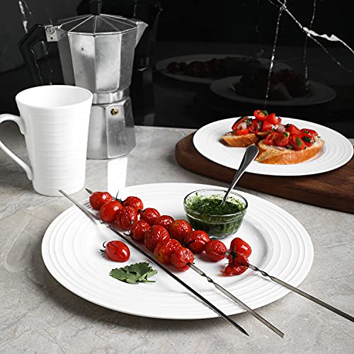 Stone Lain Bone China Round Swirl Design 16 Piece Dinnerware Set, White #TOP5