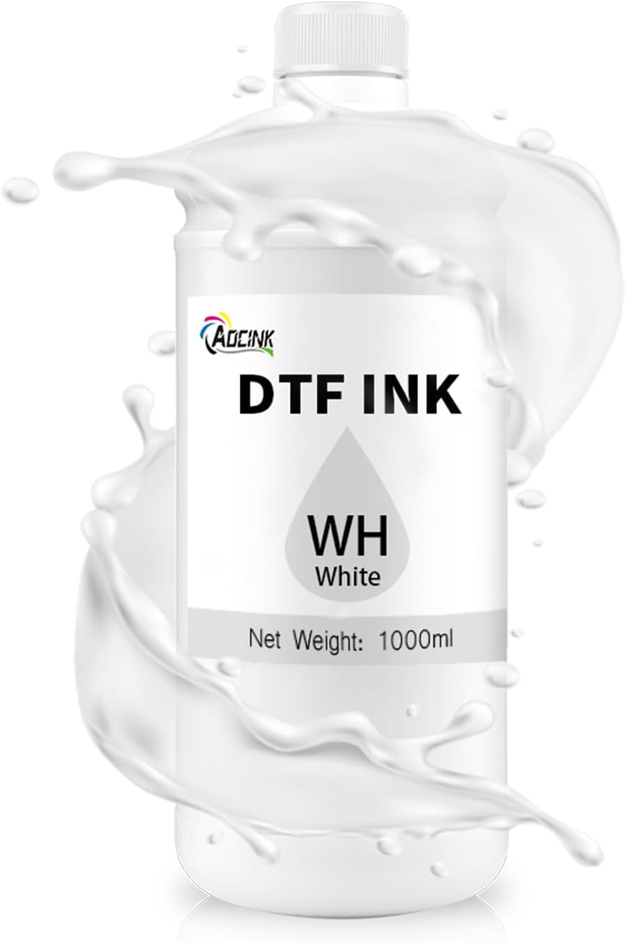 DTF Ink White 1000ml, Premium White DTF Printer Ink, DTF White Ink Refill for Epson ET-8550 XP15000 L1800, R1390 R2400, DTF Transfer Ink for PET Film (White, 1000ml)