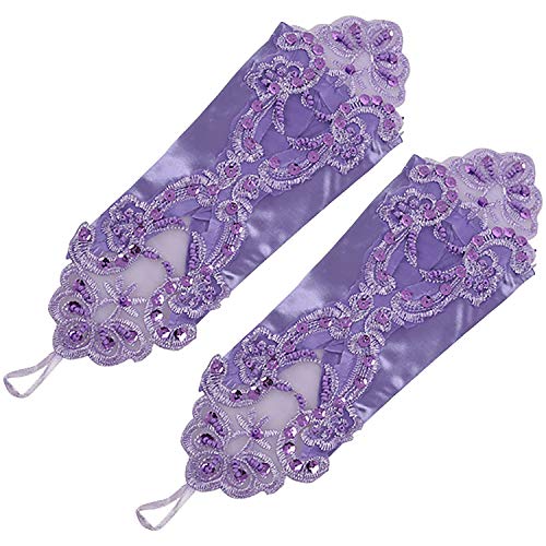 Lace Up Gloves Women' Short Dress Glove Fingerless Elegant Gloves for Bride Party (Color : Pink) (Lake Blue)3