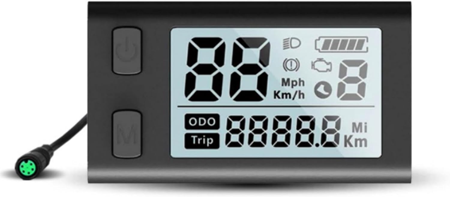 Topyond Electric Bike LCD Display Meter, 24V 36V 48V Cycling Speedometer Odometer Bike Computer Panel, Ebike Display for Electric Scooter 22.2mm/0.9in Handlebars