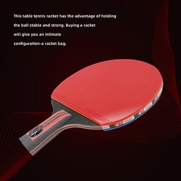 Pen Holder Table Tennis Bat, Chinese Short Handle Table Tennis Racket, Professional Ping Pong Bat for Beginners 23.5*15cm, Black-Long Shank