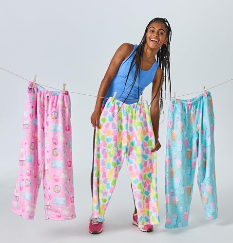 Image of iscream Big Girls Silky Soft Fun Print Plush Fleece Pants - Candy Land Collection
