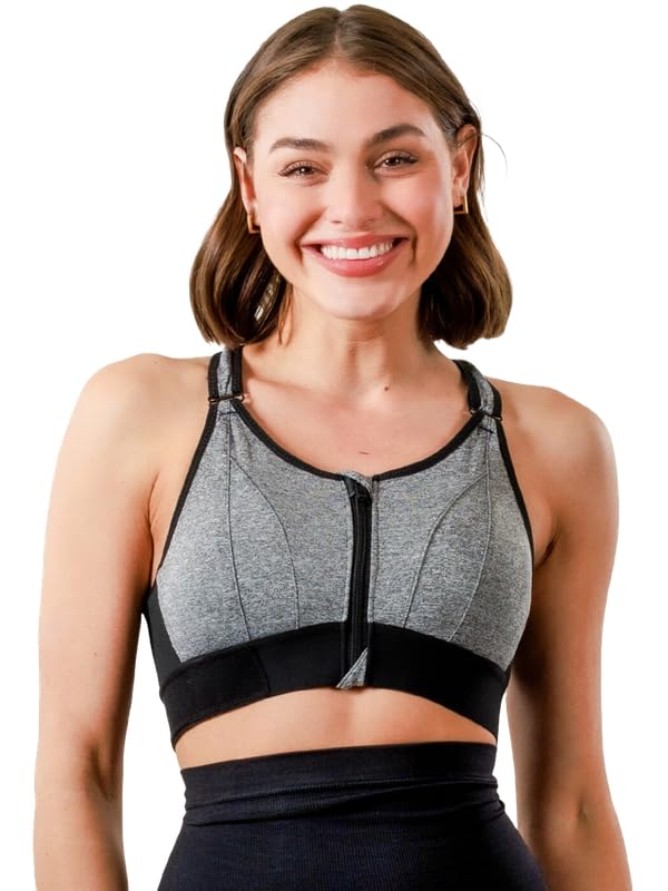 Image of Women Polyester Spandex High Impact Front Zip Sports Bra Fitness Criss Cross Back Crop Tops for Gym, Yoga & Workout - Size: M-4XL