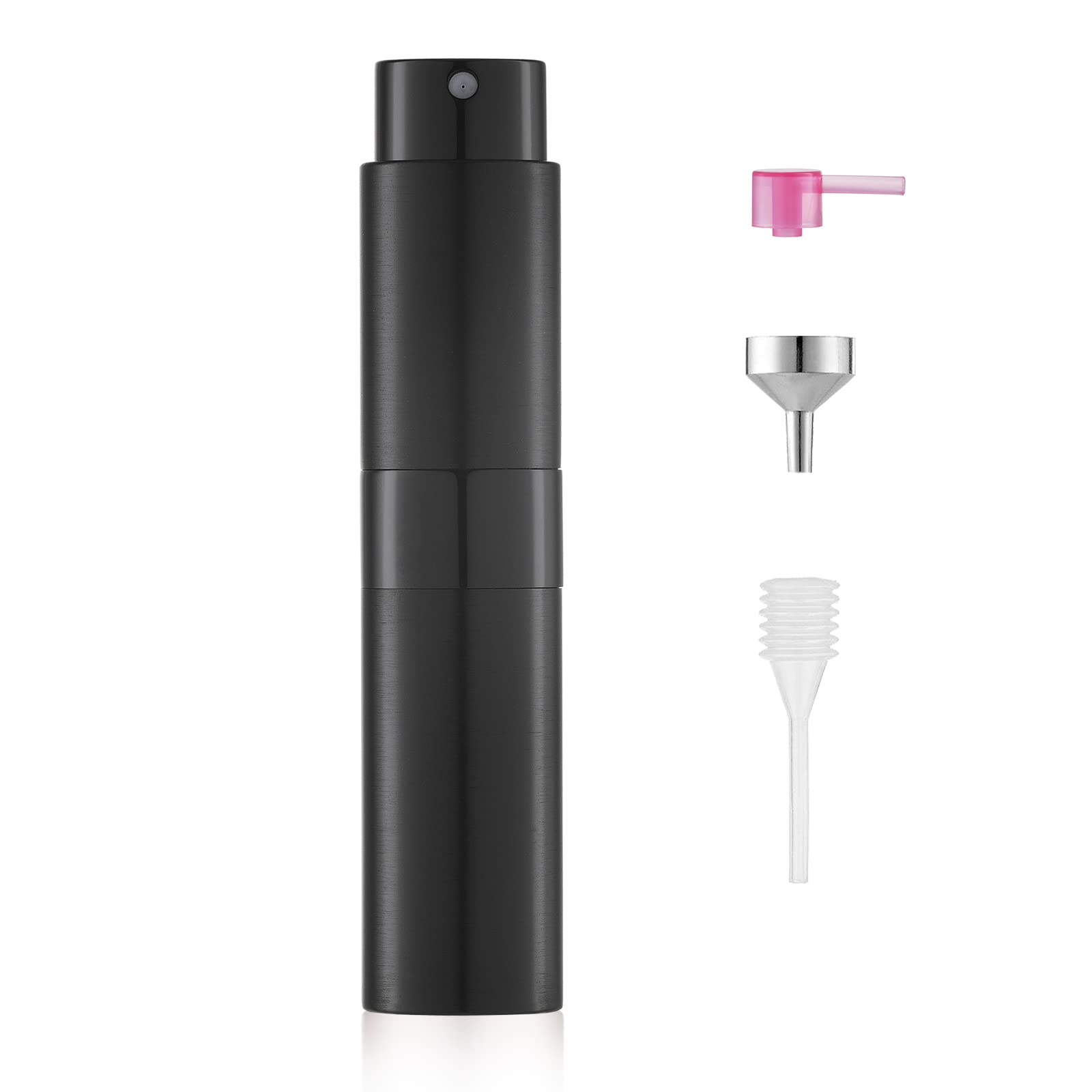 Lisapack8ML Brushed Atomizer Perfume Spray Bottle for Travel, Empty Refillable Cologne Dispenser, Portable Sprayer (Black)