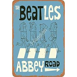 No/Brand The Beatles Abbey Road Enseigne en étain rétro métal Peint Art Affiche décoration Avertissement Plaque Bar… - Les Beatles, Paul McCartney, John Lennon, RIngo Starr, George Harrison