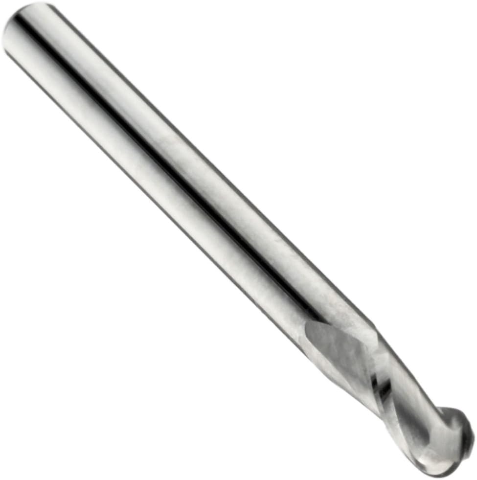 Niagara Cutter 17005947 Carbide Ball Nose End Mill, Inch, Uncoated (Bright) Finish, Roughing and Finishing Cut, 30 Degree Helix, 2 Flutes, 2.5' Overall Length, 0.250' Cutting Diameter, 0.250' Shank Diameter