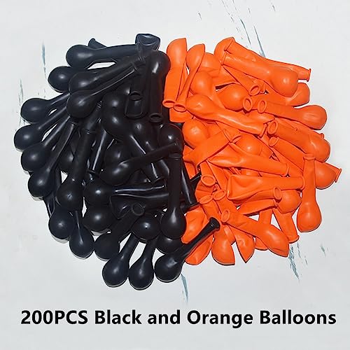 Image of 200 Pcs Black Orange Balloons 5 Inch Orange and Black Latex Small Balloon Garland Arch Kit for Baby Shower Birthday Bridal Shower Wedding Anniversary Halloween Party Decorations