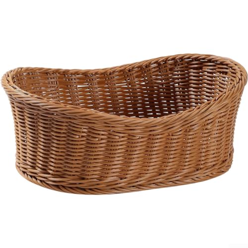 Cesta de pan tejida a mano de 38x16x27 cm marrón para organizar alimentos en la encimera 2