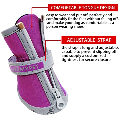 QUMY Dog Shoes for Small Dogs, Puppy Dog Boots & Paw Protector for Winter Snow Day, Summer Hot Pavement, Waterproof in Rain Weather, Ourdoor Hiking, Indoor Hardfloors Skid-resistant Sole Purple Size 5 by QUMY - Image 3