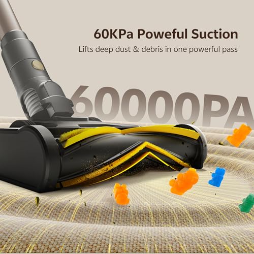 Ultenic Cordless Vacuum Cleaner, 550W 50KPA 65Mins, Stick Vacuum Cordless Rechargeable with Touch Screen, Self-Standing, 180° Lay-Flat, Anti-Tangle Handheld Vacuum Cleaners for Home/Pet Hair/Carpets