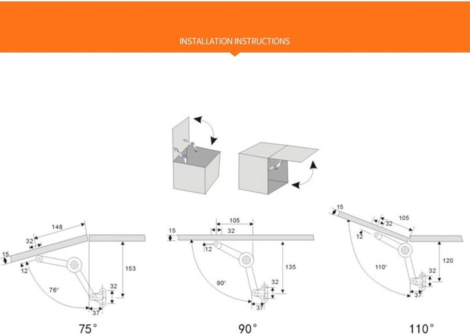 Toy Box Hinges, Cabinet Door HingesBox Hinge Lid Support Rod Furniture Lifting Bracket Toy Box (Pack of 2)