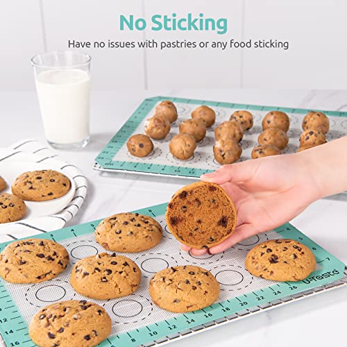 Image of U-Taste 446ºF Heat Resistant Macaron Silicone Baking Mat, Non Stick Reusable Cookies Pastry Sheet Liner with Edge Enhancement Circle Measurement (Half /Jelly Roll /Quarter Sheets Size, Aqua Sky)