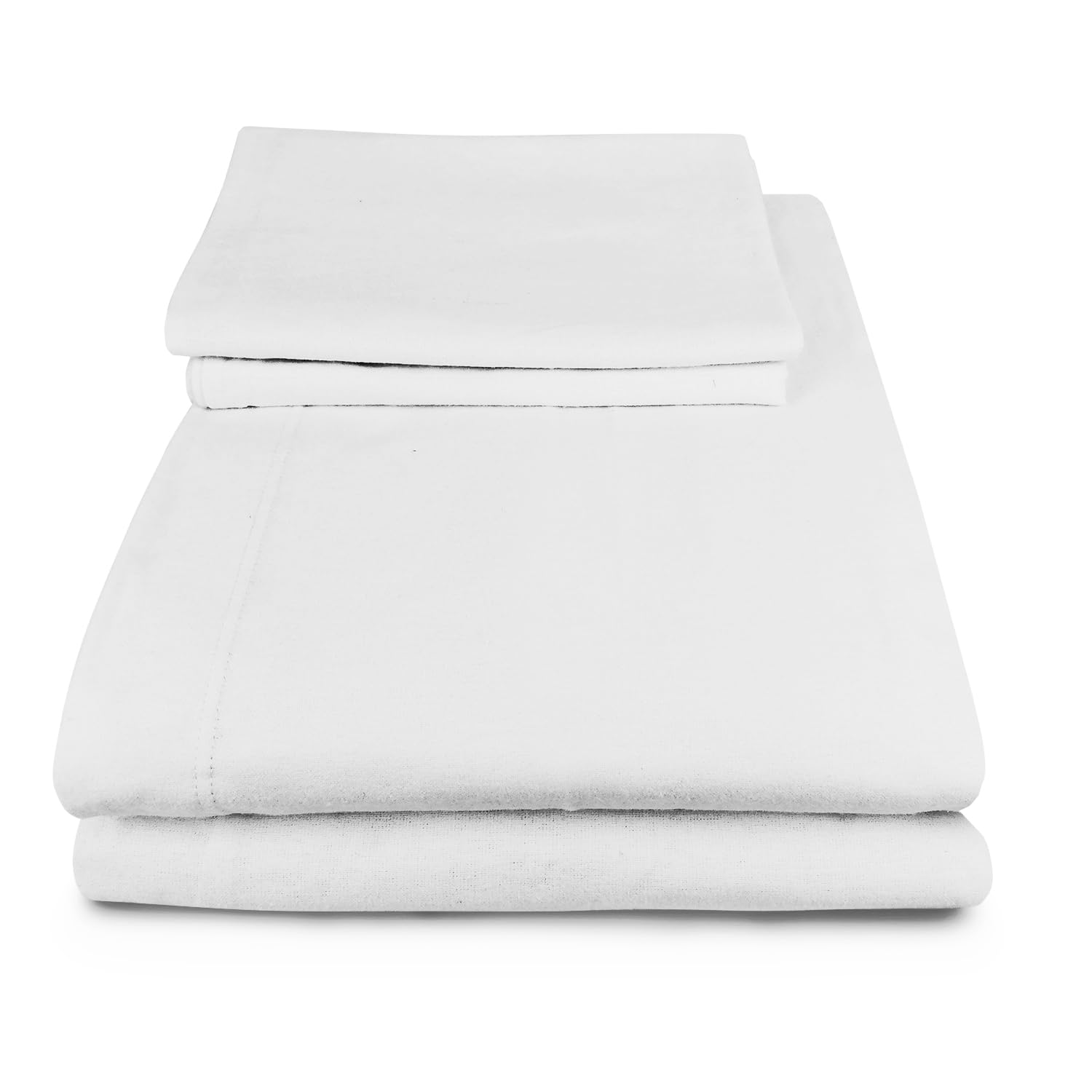 Banzaii Completo Lenzuola Invernale Felpate in Flanella Anti-Pilling 100% Cotone, adatto anche ai materassi più alti, 4 pezzi, Matrimoniale Bianco