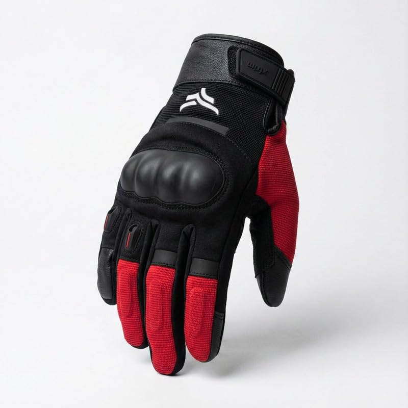 XTRIM Unisex Feral Biking Gloves (Medium) Built with Suede, Leather & Spandex, Touchscreen Fingertip, Impact Protection, Sweat-Absorbent, Odour-Free, Premium Grip & Street-Ready Performance