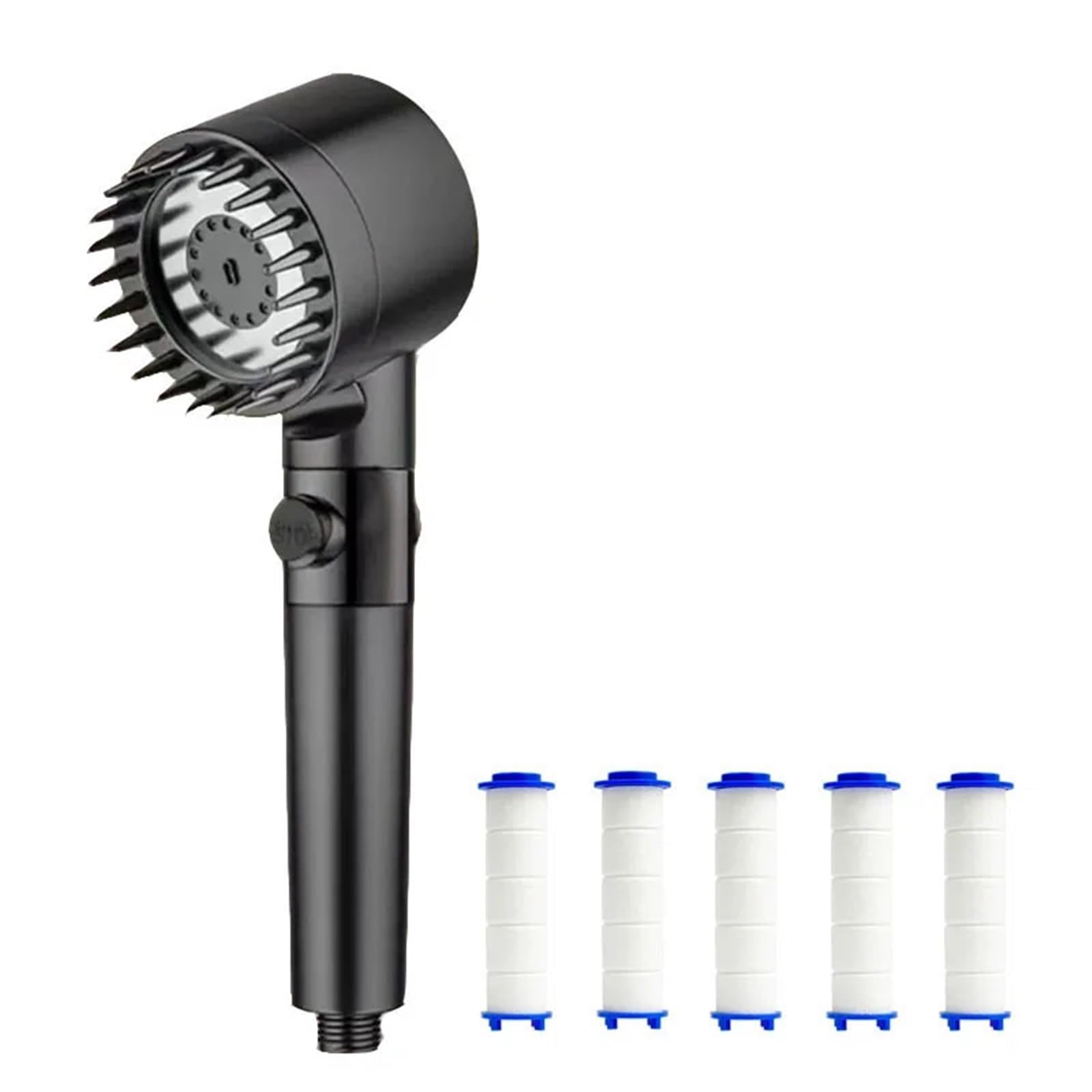 Cabezal de Ducha con Filtro de 4 Modos - Cabezal de Ducha de Alto Rendimiento para Accesorios de baño, Ajuste Universal para grifos y grifería de Ducha, Color Morado (Modelo B) - M