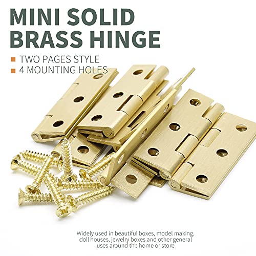 Kyuionty 8Pcs 1.5 Inch Brass Hinges, Mini Solid Folding Butt Hinges For Jewelry Wood Box Cabinet Door #TOP1