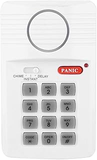 Sonew Door Alarm System, 3 Settings Security Keypad Alarm with Panic Button for Home Office Doors Sheds, 3*AA(No.5)(Excluded)