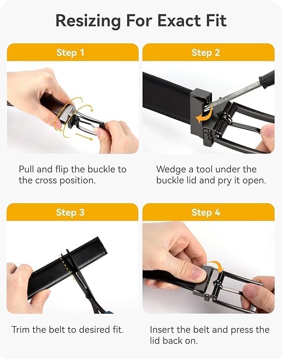 CHAOREN Reversible Belt Men 1 Piece - 1.25" Leather Dress Belt - Trim to Fit for Elegant Style - Image 5