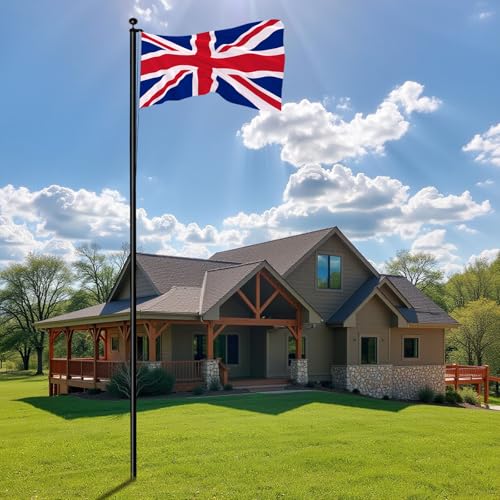 Outopee 25FT Aluminium Sectional Flagpole Kit with UK Flag Black