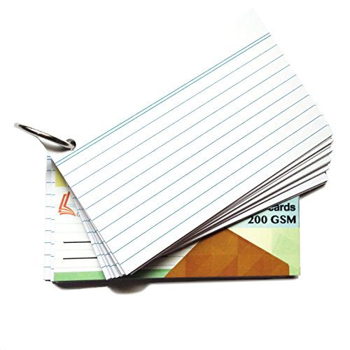 Image of Turron Premium Blank Index Flash Cards | Punched with Binder Rings for Study, Notes & Revision (300, White, 4 x 6 Inch, 2-Side Ruled)