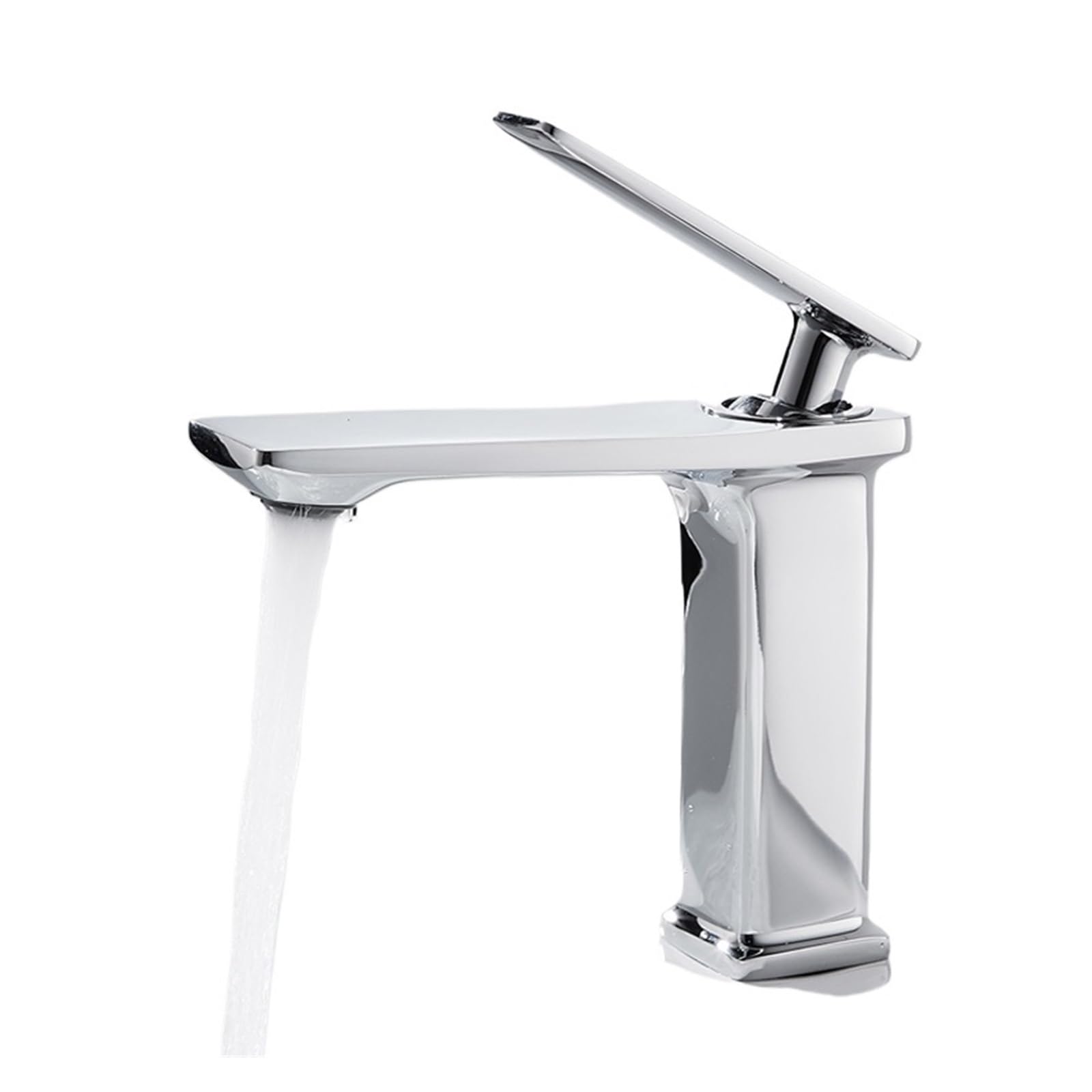 Soywim Chrome Black Golden Bathroom Brass Basin Faucet, Hot Cold Water Sink Mixer Tap, Deck Mounted Faucets Single Hole Kitchen Tapware,High-Pressure Resistant(Chrome)