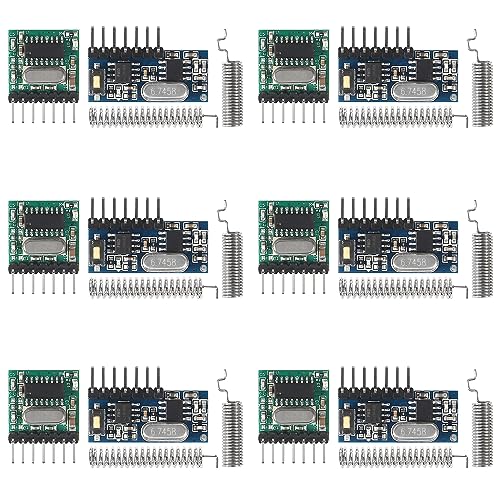 XIITIA 6pcs 433mhz Wireless RF Transmitter and Receiver Wireless 4 Channel Output Link Kit with 1527 Learning Code for Remote Control