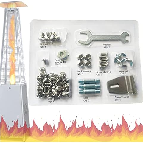 Outdoor Pyramid Propane Patio Heater ​Master Bolt Set - Heater Replacement Hardware Set for Square Glass Tube Patio Heater,polt & Nut & Stud & Wing Nut&fixing Bracket Cover
