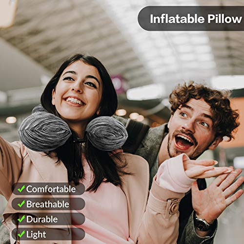 iCOOLIO Coussin de Nuque Gonflable en Forme d'avion, Coussin de Voyage pour Adulte, avec Masque de Sommeil, Housse Lavable, Coussin de Voyage – vue 6