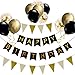 Luftballons Geburtstag Dekoration Set, Schwarz Gold Geburtstagsdeko Happy Birthday deko Banner Party Deko Geburtstag Set mit Gold Luftballons Konfetti Ballons Dreiecksflaggen Girlanden
