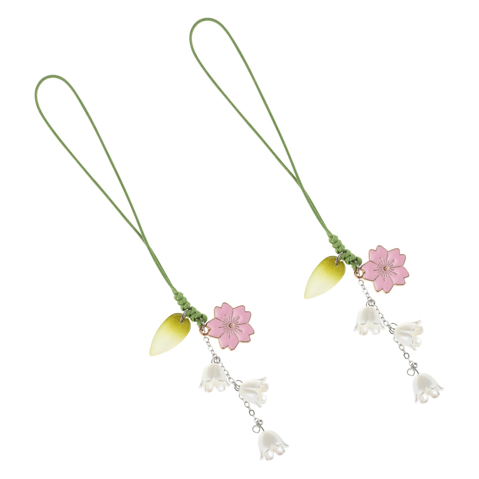Holibanna 2pcs Mobile Phone Bracelet Pendant Flower Phone Rope Phone Pendant Cell Phone Lanyard for Phone Floral Pendant Keychain Phone Strap Phone Wristlet Pink Case Child Metal Cute