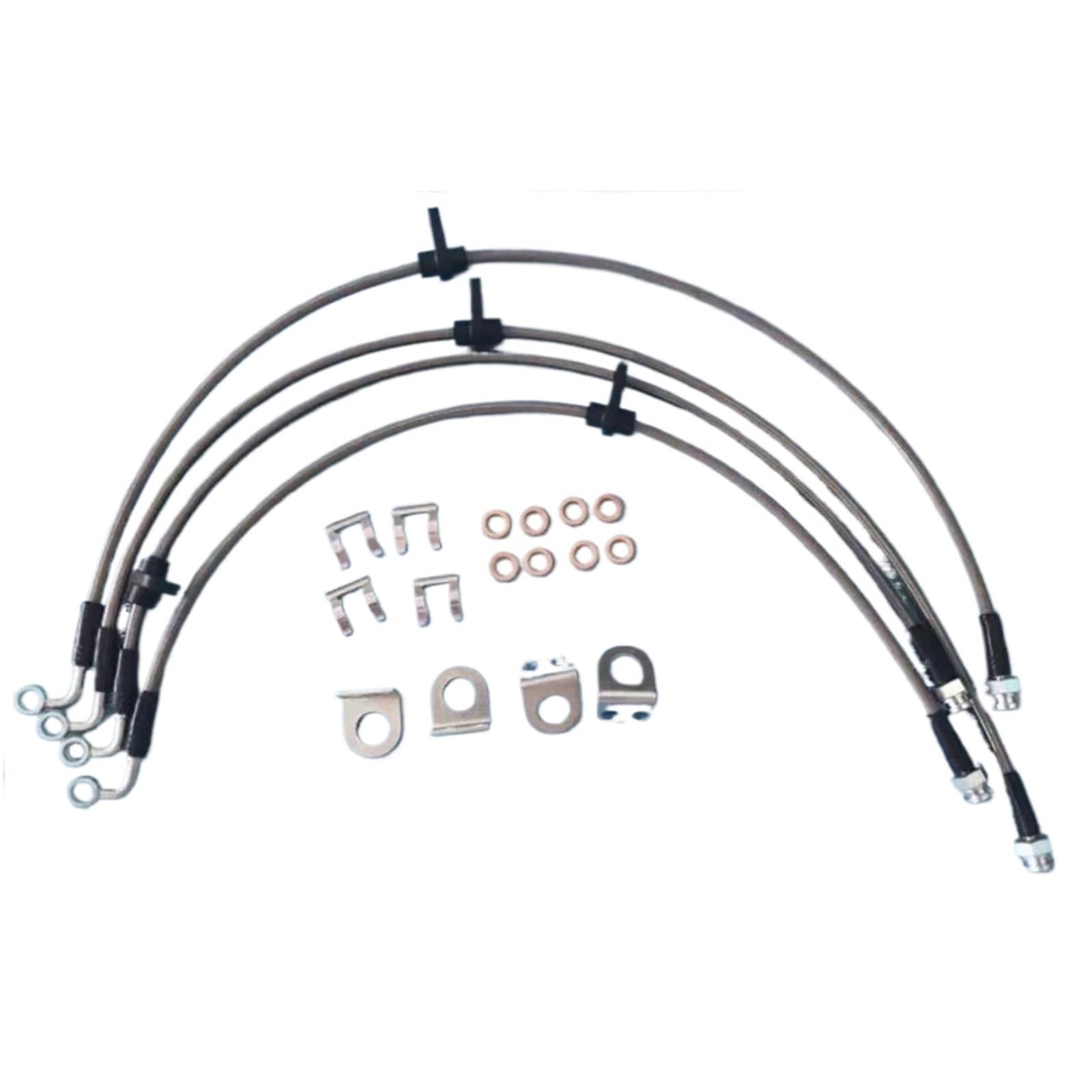 rura hamulcowa Zestaw przewodów hamulcowych w oplocie ze stali nierdzewnej, przewód olejowy w oplocie, pasujący do Jeepa Wranglera JK JL 2007-2020(Front rear silver)