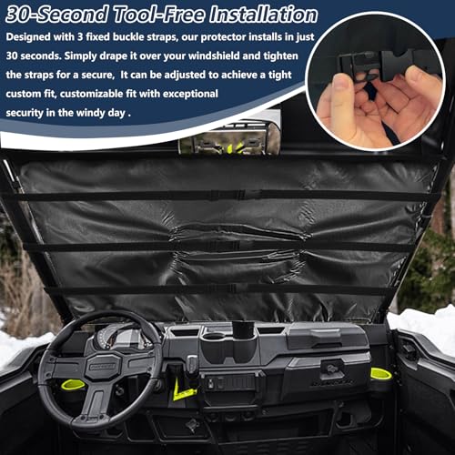 Image of Transport Windshield Protector, UTV Windshield Cover Heavy Duty Neoprene Protector Cover 50 inch W x 29 inch H