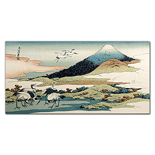Image sur verre 100x50cm oiseaux de montagne pour un salon zen d'esprit japonais