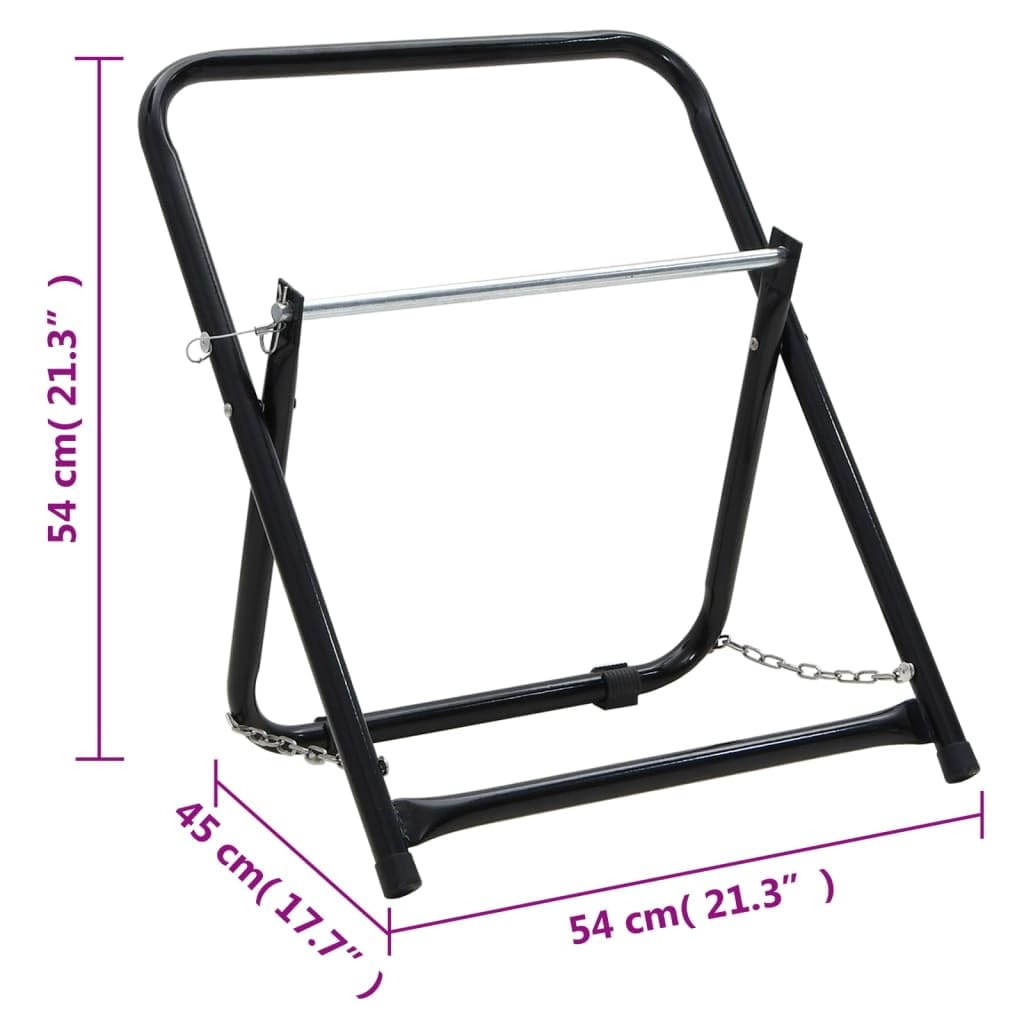 Carrello per tubo da 48 cm, 45 kg, nero, in acciaio verniciato a polvere, pieghevole e mobile, con avvolgitubo e supporto per tubo flessibile per irrigazione da giardino