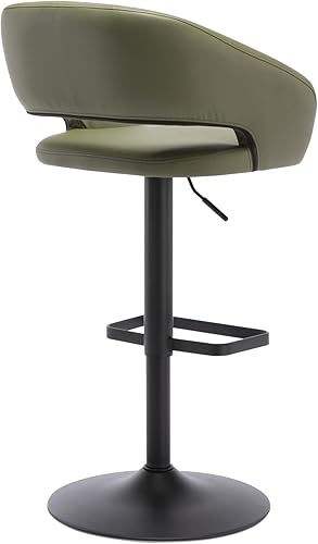 Miniatura 35 de Vogue Furniture Direct Taburete de bar ajustable con respaldo y brazos huecos, moderno taburete giratorio de piel sintética, silla de barra de Negro