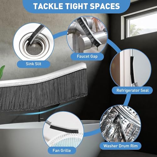 Image of COOFANDY Crevice Cleaning Brush, Multifunctional Gap Cleaning Brush Tool, Hand-Held Groove Cleaning Hard-Bristled Brush for Kitchen Bathroom Sink Tile Floors Window Slots (Pack of 6)