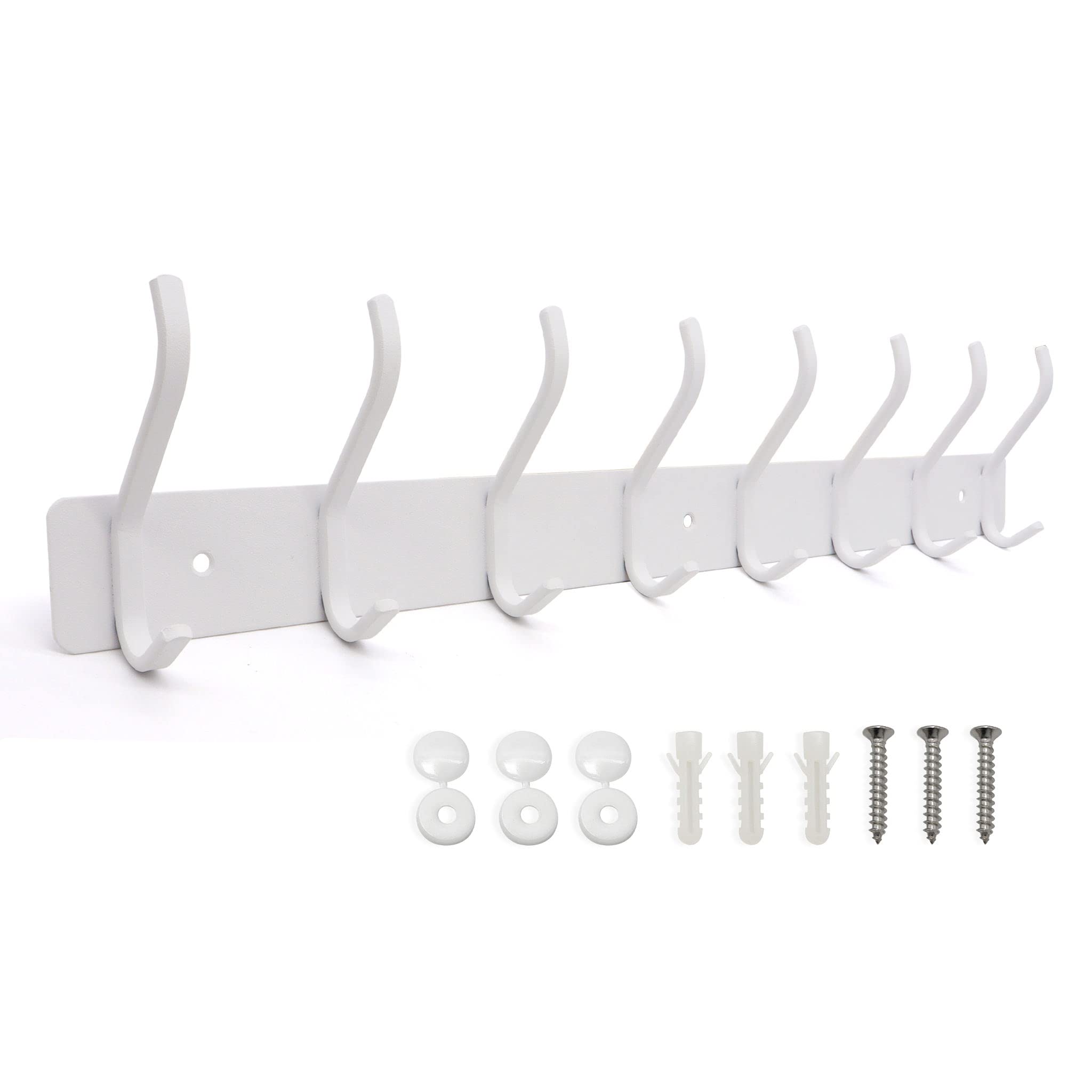 SYPEN Kleiderhaken Leiste, Metall Wandgarderobe für Schlafzimmer und Badezimmer, Weiß, 8 Haken