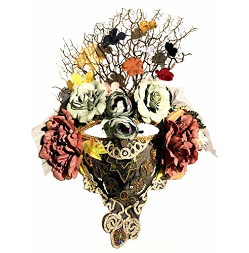 Quoohome Máscara de Mujer Mascarada/Fiesta/Escolar de Graduación/Mardi Gras/Boda/Christmas/Halloween/Decoración de Pared,Máscara De Rama De Flor De Venecia-Color Cover