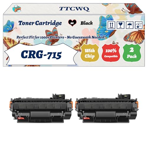 Compatible for Canon CRG-715 Toner Cartridge Work for Canon i-SENSYS LBP3310 LBP3370 Printers, with Chip, High Yield 4000 Pages, High-Definition Printing (2-Pack Black)