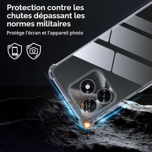 zZjoOoj Coque pour Honor X5C Plus avec 1 Protection d'écran en Verre trempé,Transparent Étui de Silicone Antichoc, Clair Mince Souple TPU Bumper Housse - Transparent – vue 4