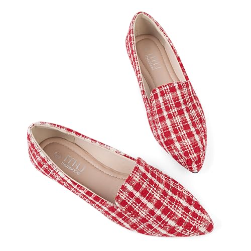 Image of MUSSHOE Pointed Toe Flats for Women, Comfortable Business Casual Work Shoes, Slip On Loafers with Arch Support, Office Walking Flats for All Day Standing