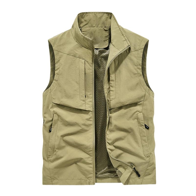 Chaleco multibolsillo de primavera otoño con cuello alto USTZFTBCL