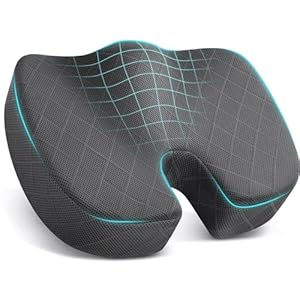 TushGuard Seat Cushion – Memory Foam Cushion for Office Chair, Car Seat, Airplane, Bleacher – Sciatica & Hip & Coccyx Pain Relief Desk Chair Cushion for Long Sitting Office Workers, Car Drivers