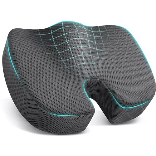 TushGuard Seat Cushion, Memory Foam Office Chair Cushion - Grey, Large