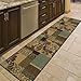 Ottomanson Ottohome Collection Contemporary Damask Design Non-Skid (Non-Slip) Rubber Backing Modern Runner Rug, 20" X 59", Brown