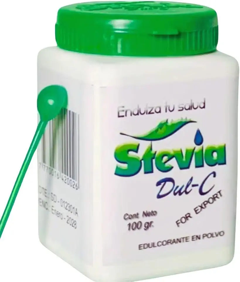 Stévia Dul-C 100% natural sem gosto amargo Importada (Pote 100 Gramas)
