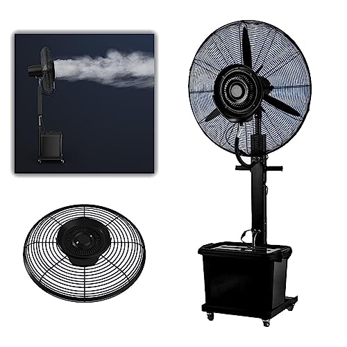 Aioneer Ventilador Oscilante De Pedestal, Nebulizador De Alta Velocidad, Industrial, De Alta Resistencia, 3 Velocidades De Enfriamiento, Tanque De 11 Galones, Oscilante De 90°