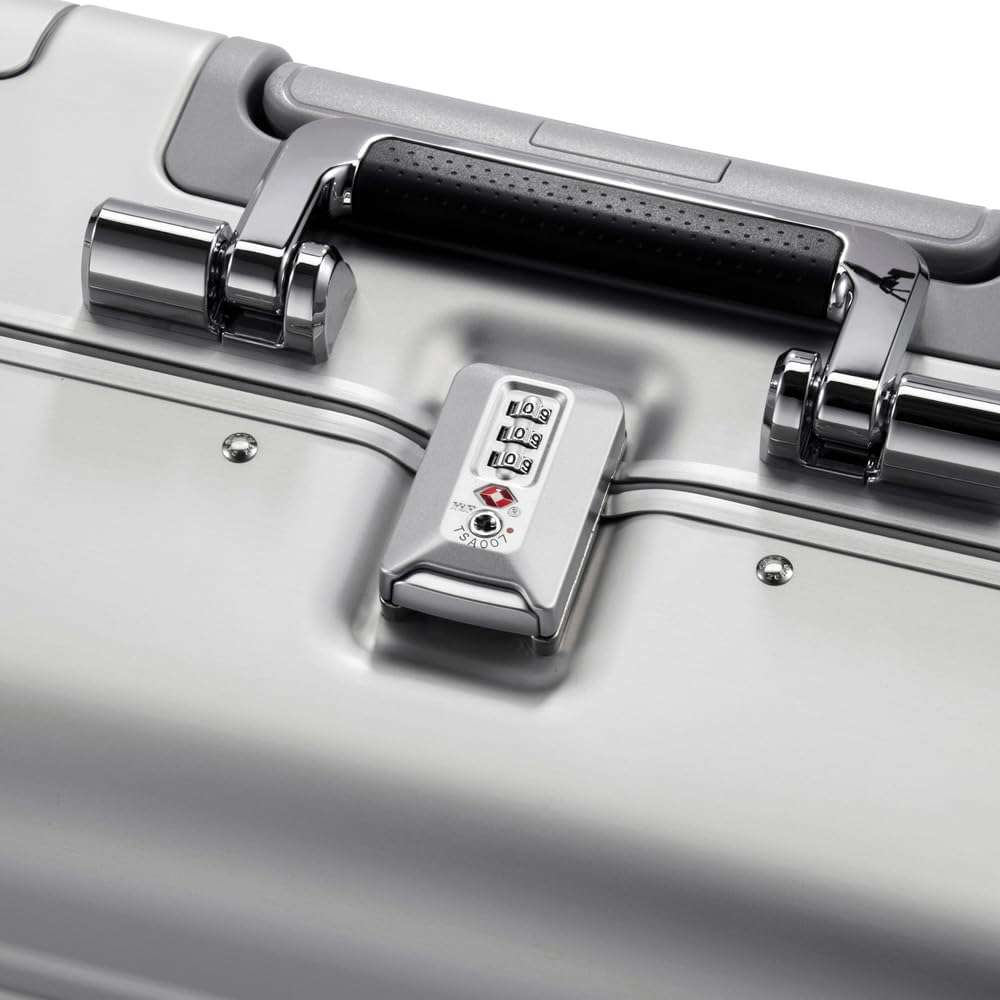 ZERO Halliburton Classic Aluminum 3.0 Compact Carry-On, Zipperless, 4 Spinner Wheels, Interior Organization, Telescoping Pull Handle, Carry-Handle, Latch Lock- TSA Accepted, 16-inch, 28L, Silver