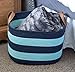 Sweetzer & Orange Large Woven Cotton Rope Storage Basket (Vegan Handles) - Blanket Storage Baskets, Laundry Basket, Toy Storage, Nursery Hamper - Decorative Blue Stripe Basket for Living Room