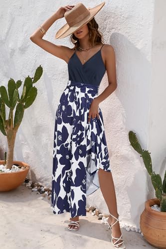 Image of Newshows Women's 2026 Lightweight Summer Wedding Guest Beach Vacation Casual V Neck Split Flowy Maxi Dress